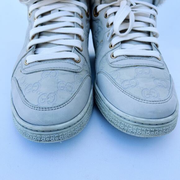 Gucci Authentic Rabbit Fur High Top Guccissima GG Sneakers Monogram 39 Grey 9 - Picture 11 of 15